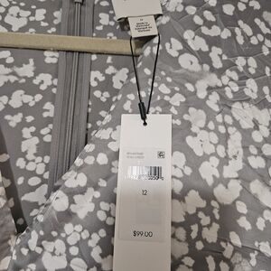 Calvin Klein Collection Gray and White Floral Print Dress